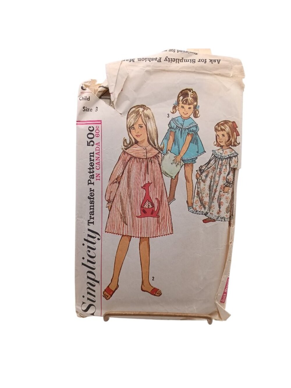 Simplicity 5758 Vintage Childs Nightgown & Pajama Sewing Pattern Size 3 or 4